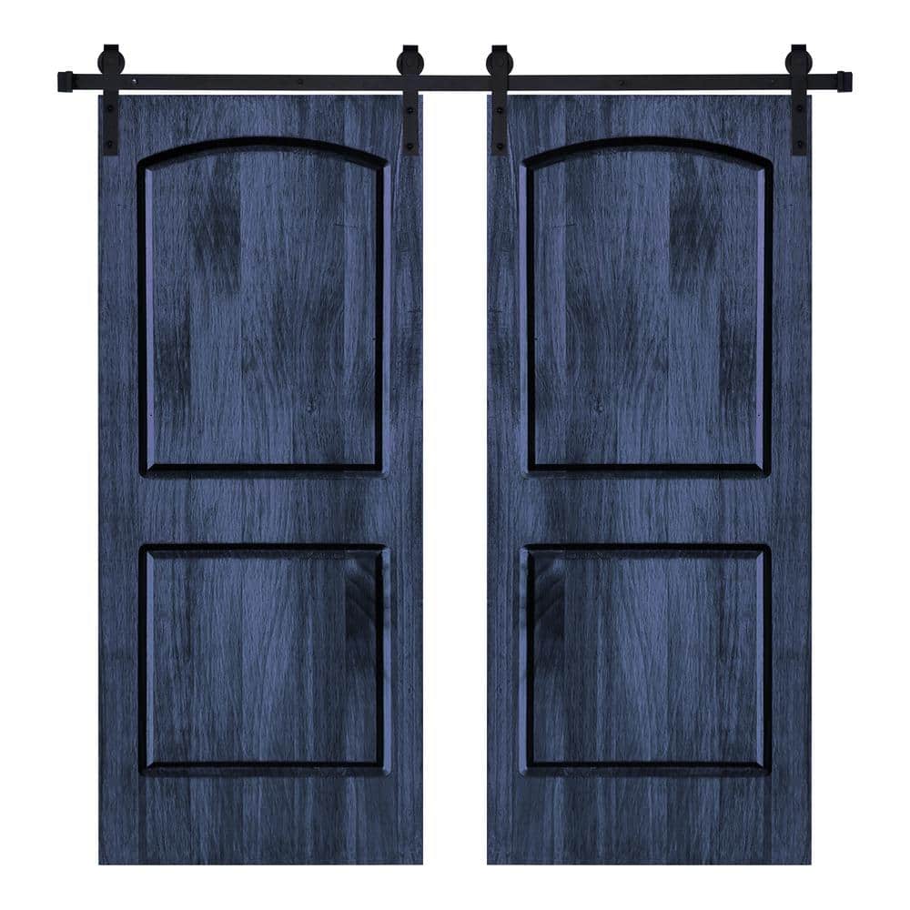Modern 2Panel-Roman Designed 72 in. x 96 in. Wood Panel Royal Navy Painted Double Sliding Barn Door with Hardware Kit price history on PriceWatchPro
