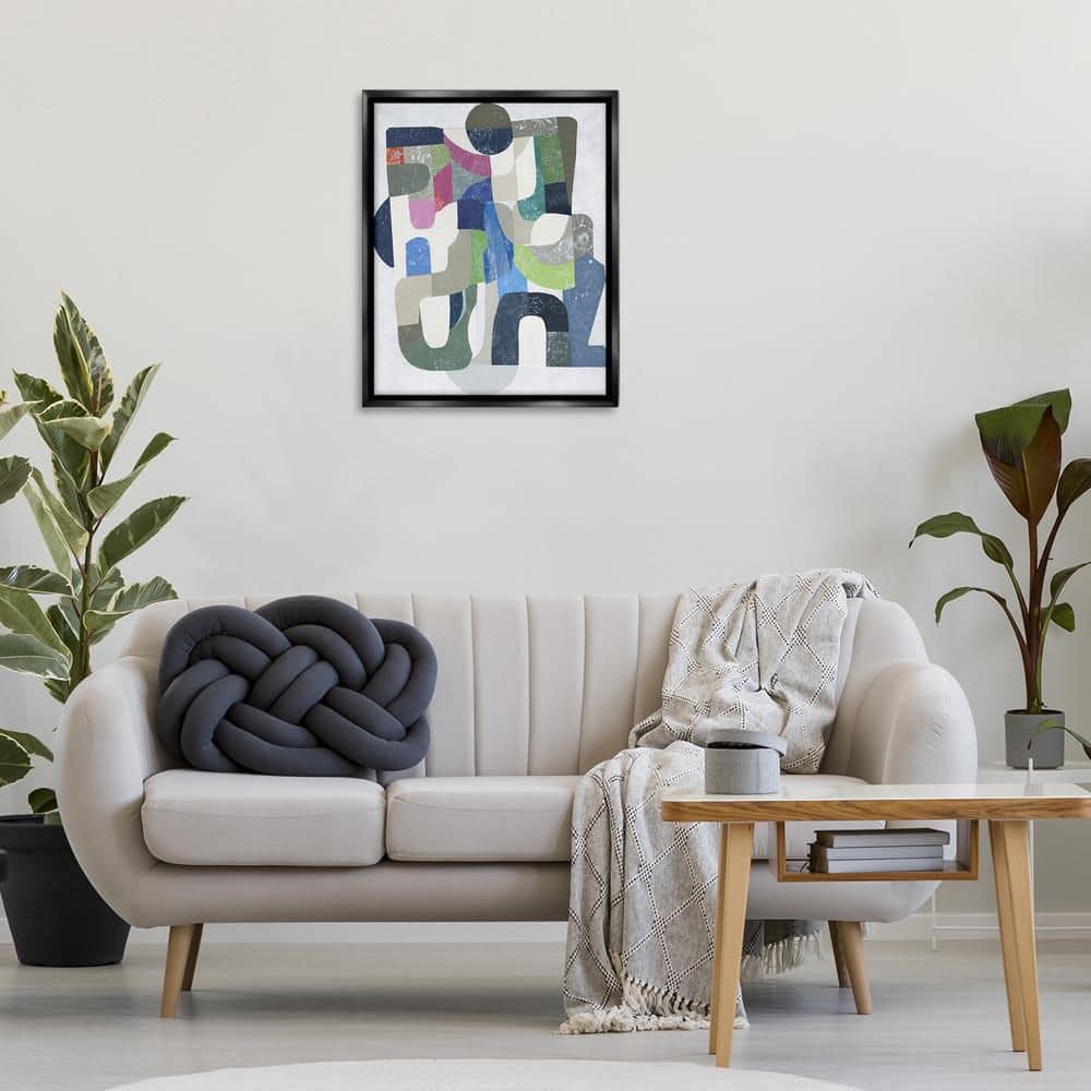 Retro Geometrics on Grey by Coco Good Black Floater Frame Abstract Graphic Art Print 31 in. x 25 in. price history on PriceWatchPro