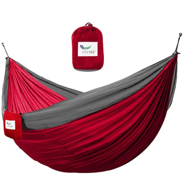 Vivere 10.6 ft Portable Nylon Hammock in Crimson and Charcoal