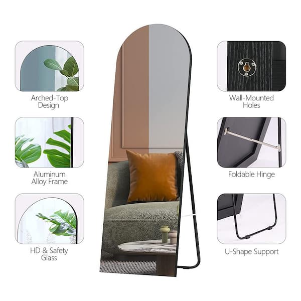 21.7 in. W x 65 in. H Full Length Mirror with Lights, Full Body Mirror Large Floor Mirror, Stand Up Dressing Mirror