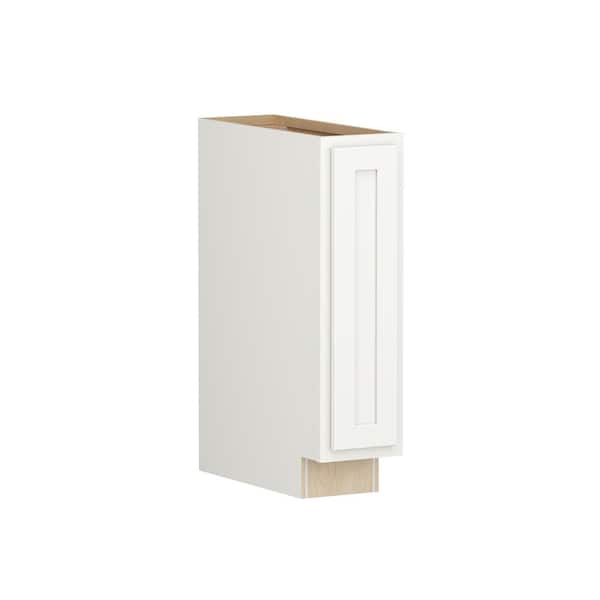 SIMPLY WOODMARK PRO Shaker Partial Overlay 9 in. W x 24 in. D x 34.5 in. H Plywood Assembled Full Height Base Kitchen Cabinet in Linen White