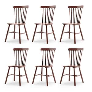 Windsor Walnut Solid Wood Dining Chairs for Kitchen and Dining Room Set of 6