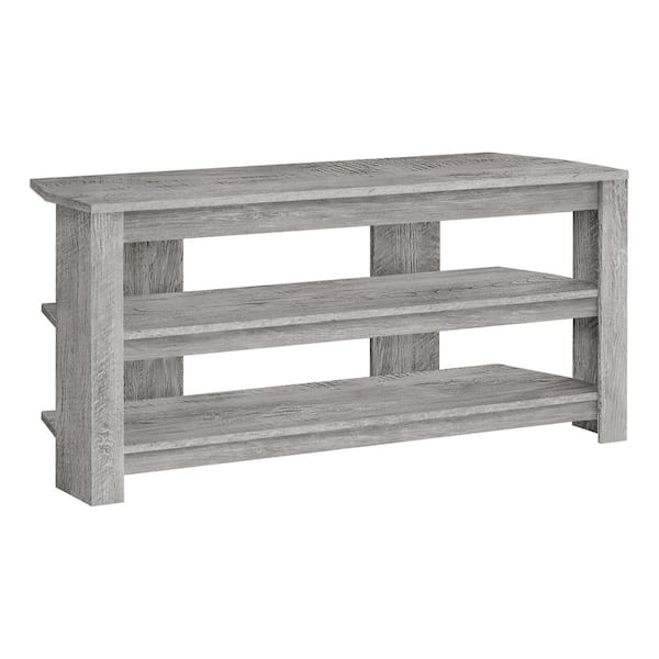 Grey TV Stand Fits TVs up to 55-65 in. with Shelves HD 2501 - The Home ...