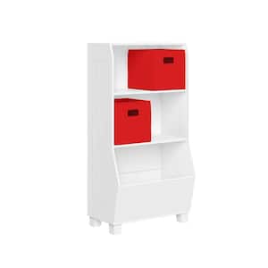 Kids 23 in. Bookcase with Toy Organizer and 2-Red Bins
