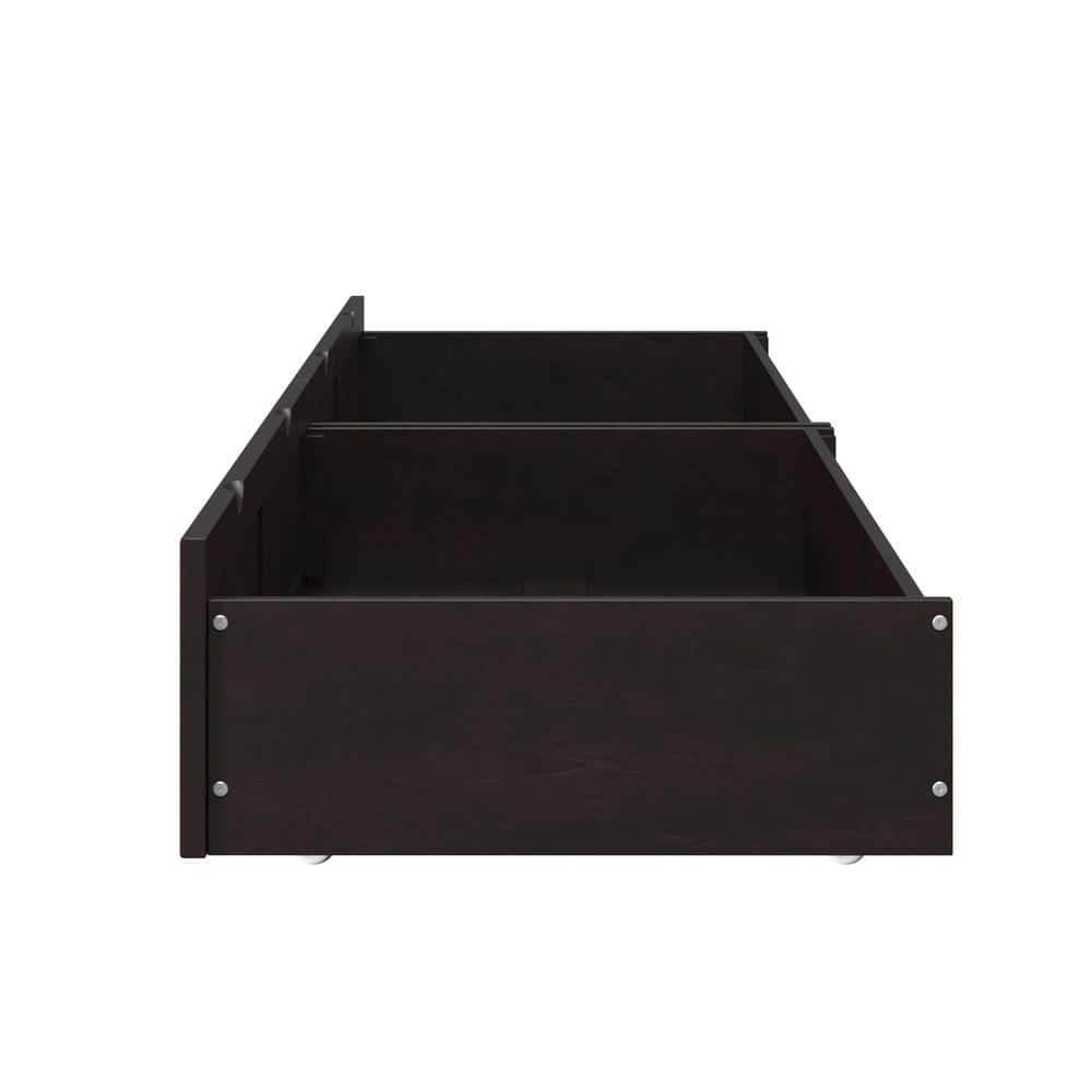 Espresso Solid Hardwood Underbed Storage Drawers Set
