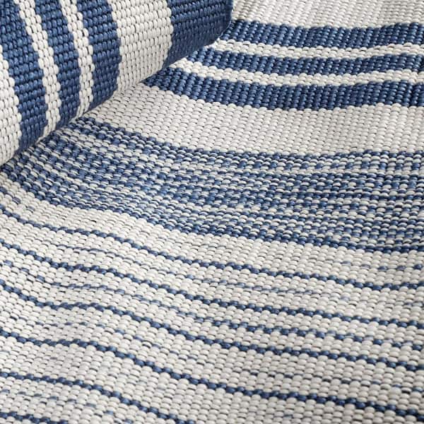 Quincy Stripe Handwoven Denim 3 ft. x 8 ft. Outdoor Runner Rug