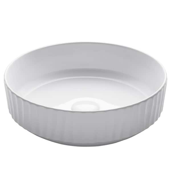 KRAUS Viva 15-3/4 in. Round Porcelain Ceramic Vessel Sink in White