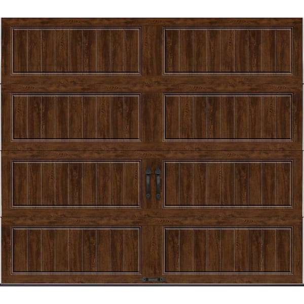 Clopay Gallery Steel Long Panel 8 ft x 7 ft Insulated 18.4 R-Value Wood Look Walnut Garage Door without Windows