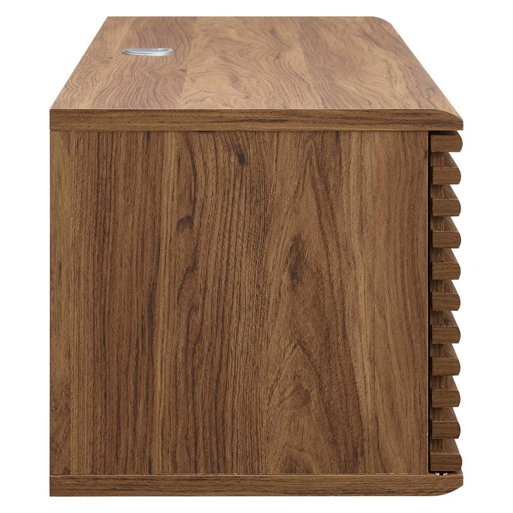 Retro Walnut Grain 46" Wall-Mount Media Console with Sliding Doors