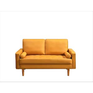 Rumaisa 57.87 in. Yellow Faux Leather 2-Seater Loveseat with Square Arm