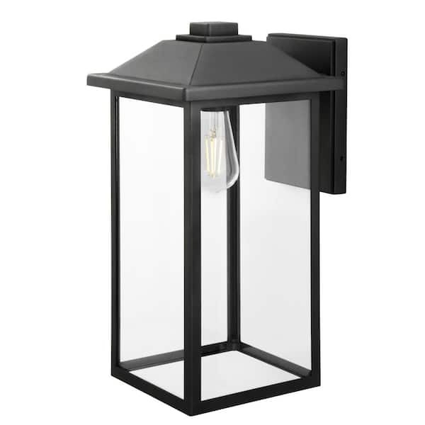 PRIVATE BRAND UNBRANDED 1-Light 18 in. Bronze Hardwired Classic Outdoor Wall Lantern Sconce with Clear Glass