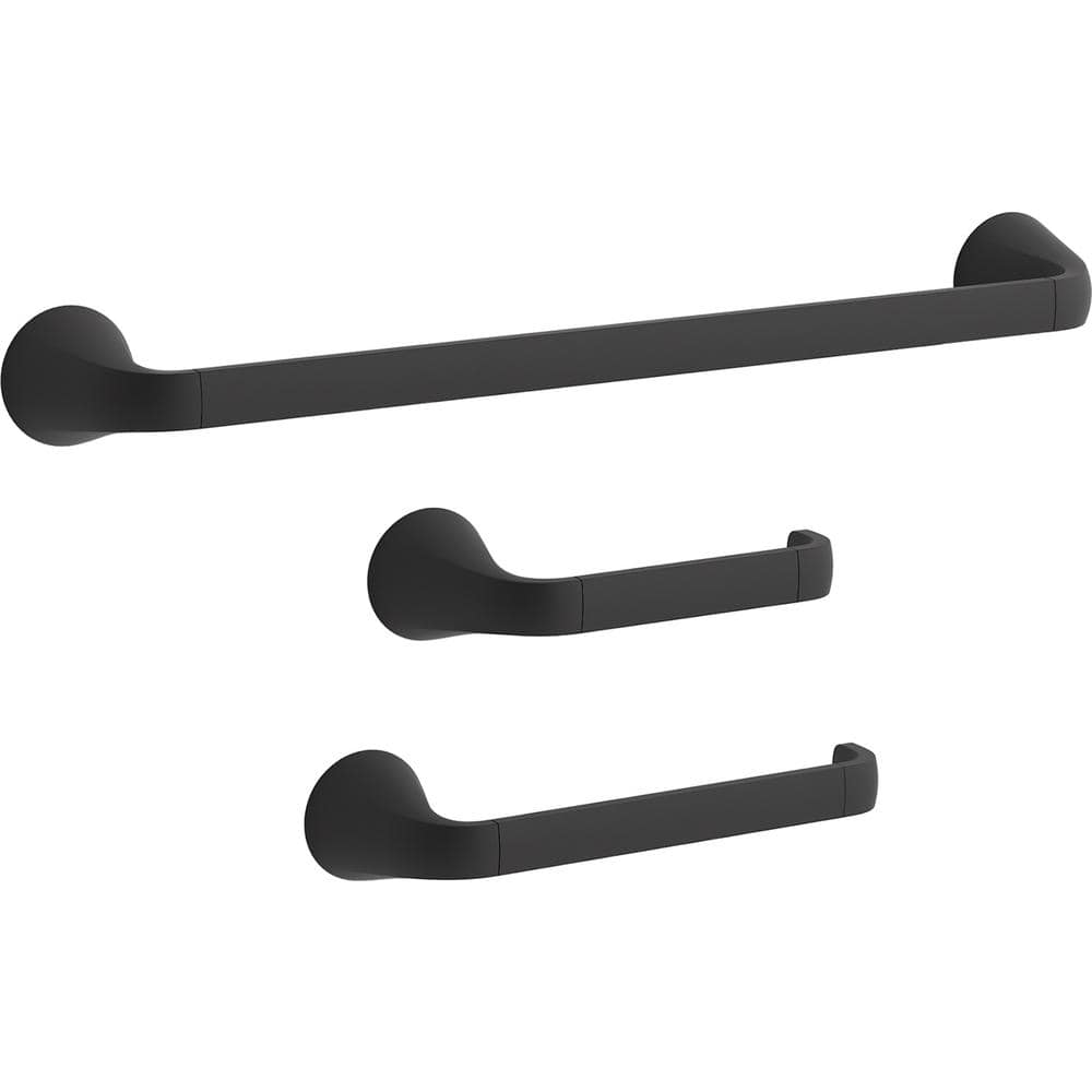 KOHLER Cursiva 3Piece Bath Hardware Set in Matte Black KR28528BL