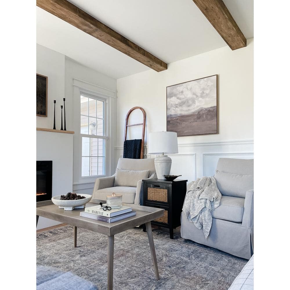 Transitional Desert Brown Pine Wood Rectangular Coffee Table with Tray