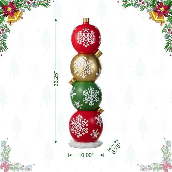 Glitzhome 36.25 in. H Christmas Resin Stacked Ornament Porch Decor