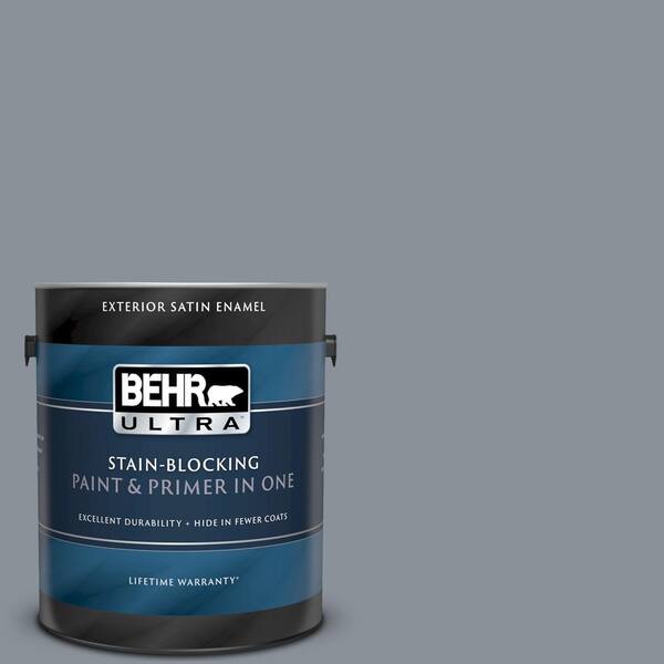 BEHR ULTRA 1 gal. #UL260-20 Dark Pewter Satin Enamel Exterior Paint and Primer in One