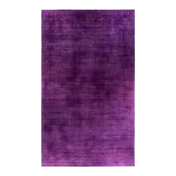 Overdyed Purple 12 ft. x 18 ft. Solid Wool Indoor Area Rug