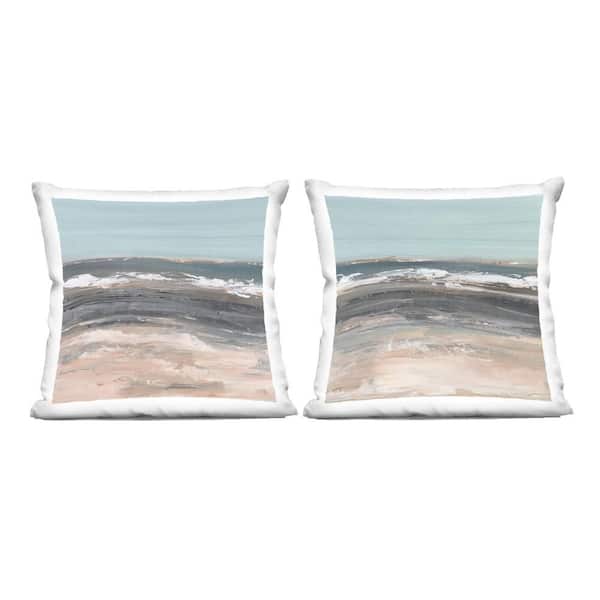 Stupell Industries Summer Waves Abstract Blue Print Polyester 18 in. X 18in. Throw Pillow, Set of 2