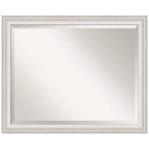 Medium Rectangle Trio White Wash Silver Beveled Glass Casual Mirror (25.5 in. H x 31.5 in. W)