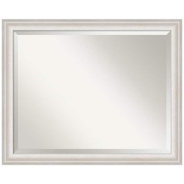 Amanti Art Medium Rectangle Trio White Wash Silver Beveled Glass Casual Mirror (25.5 in. H x 31.5 in. W)