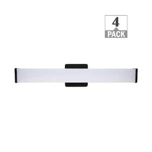 24 in. 1-Light Matte Black LED Vanity Light Bar Selectable Warm White Daylight Bathroom Lighting 120-277-Volt (4-Pack)