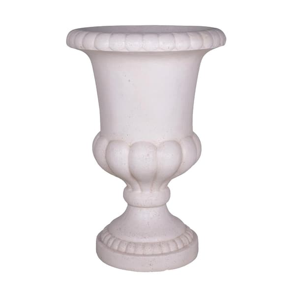 29 in. H Light Aged White Cast Stone Fiberglass Double Bulbous Urn