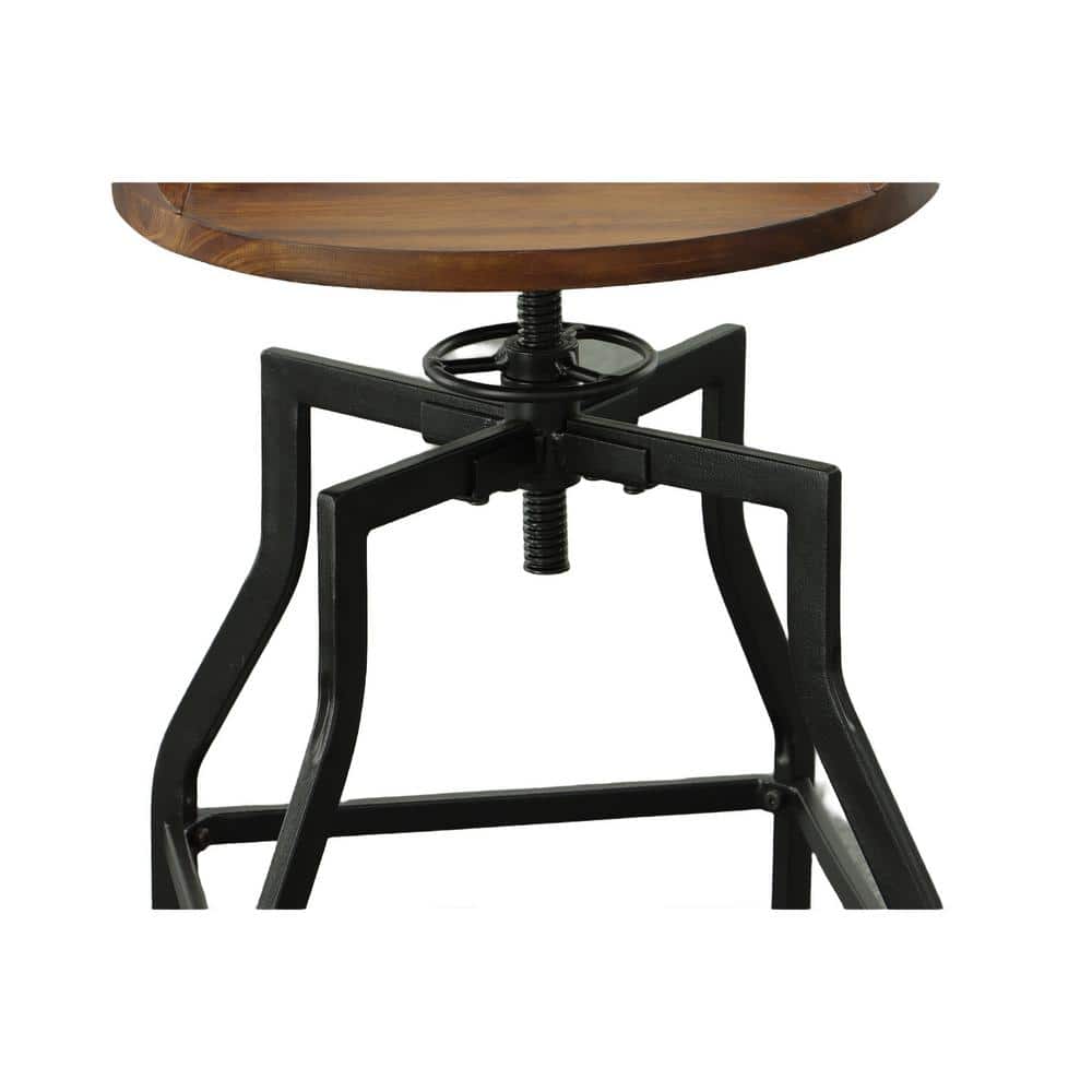 Chestnut Adjustable Backless Wood and Metal Bar Stool
