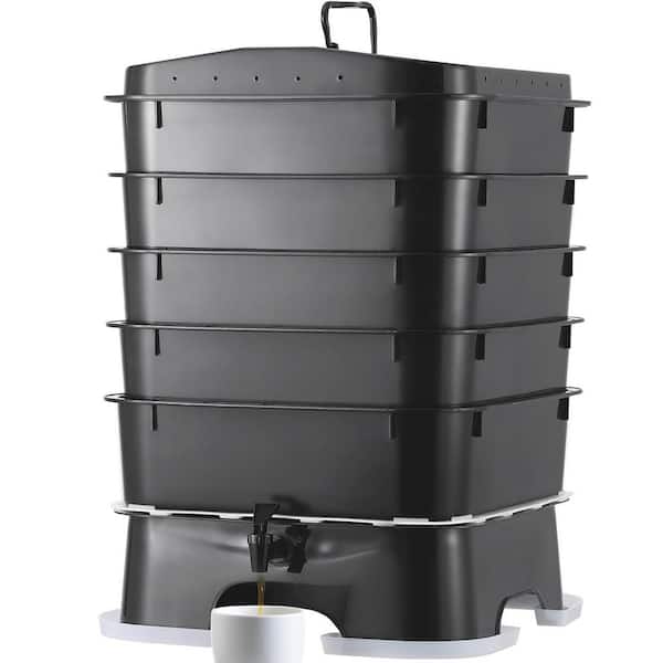 5-Tray Worm Composter Bin Farm Kit for Recycling Food Waste, Worm Castings, Worm Tea, Vermiculture (50 l)