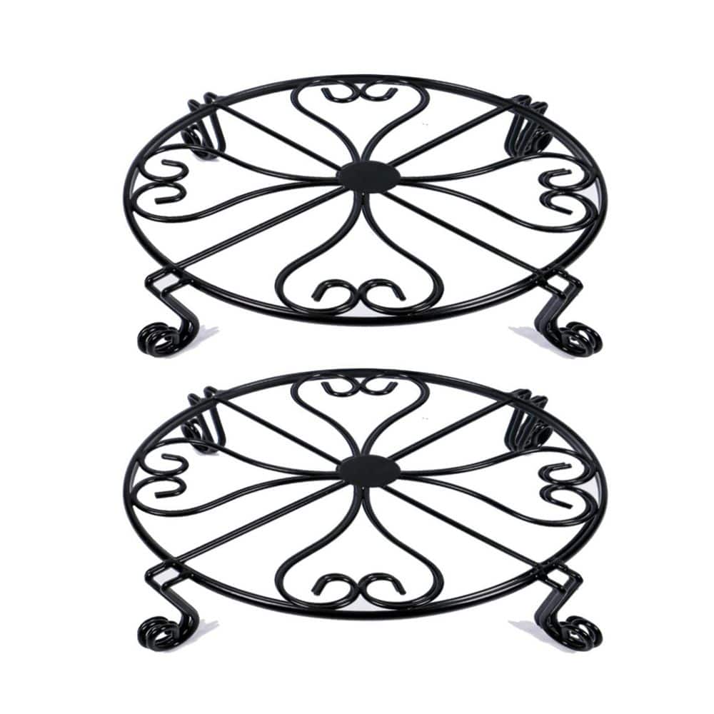 2-Piece Rustproof Metal Outdoor Indoor Plant Stands for Home Garden, Black (10 in. H W x 2.3 in. H) price history on PriceWatchPro