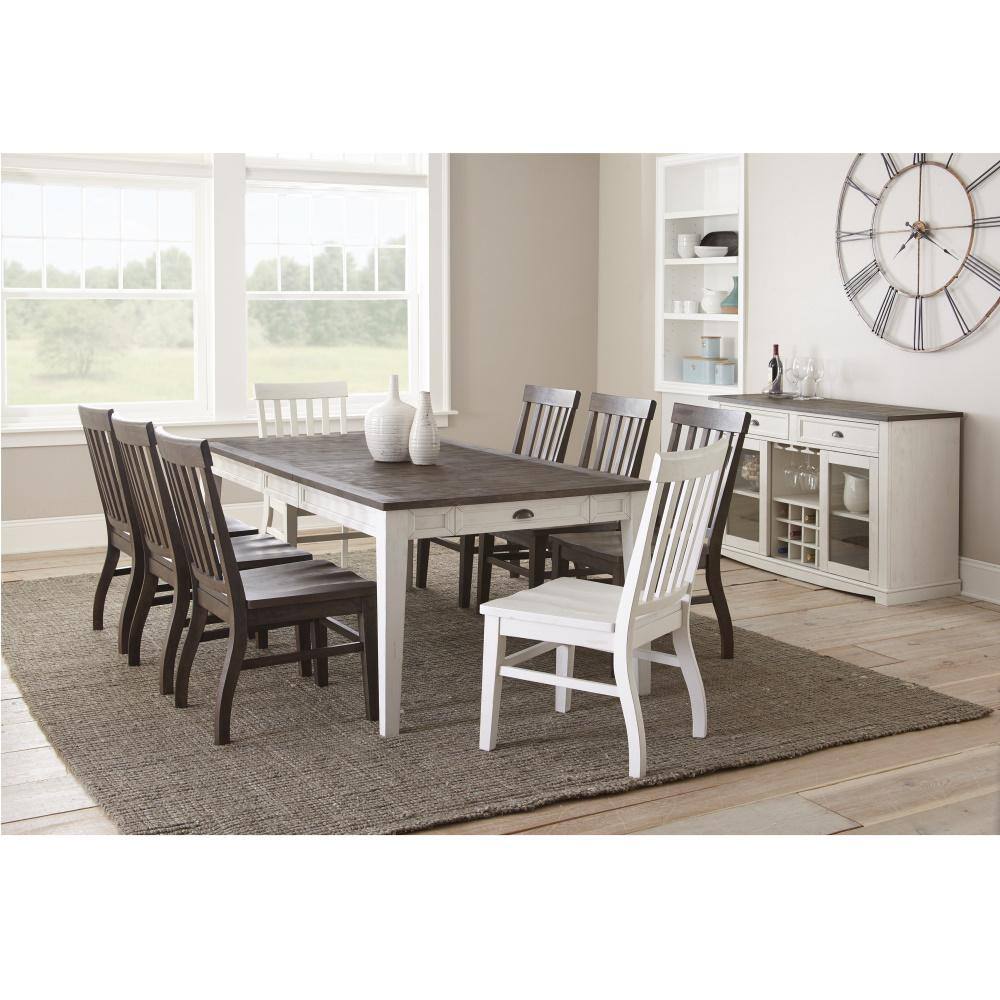Cayla Dark Oak and White Extendable Farmhouse Dining Table