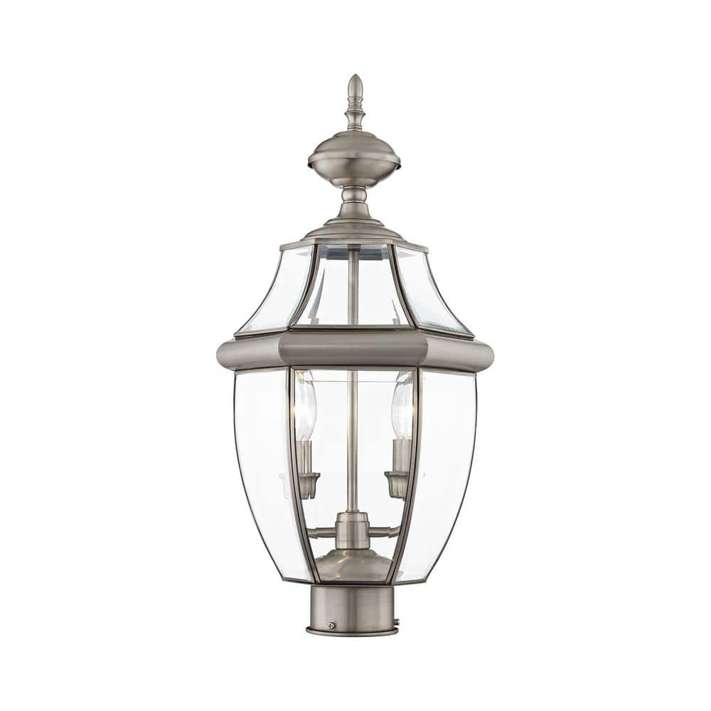 Monterey Colonial Style Brushed Nickel 2-Light Outdoor Lantern