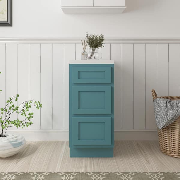 Vanity Art 15 in. W x 21 in. D x 32.5 in. H 3-Drawer Bath Vanity Cabinet Only in Sea Green