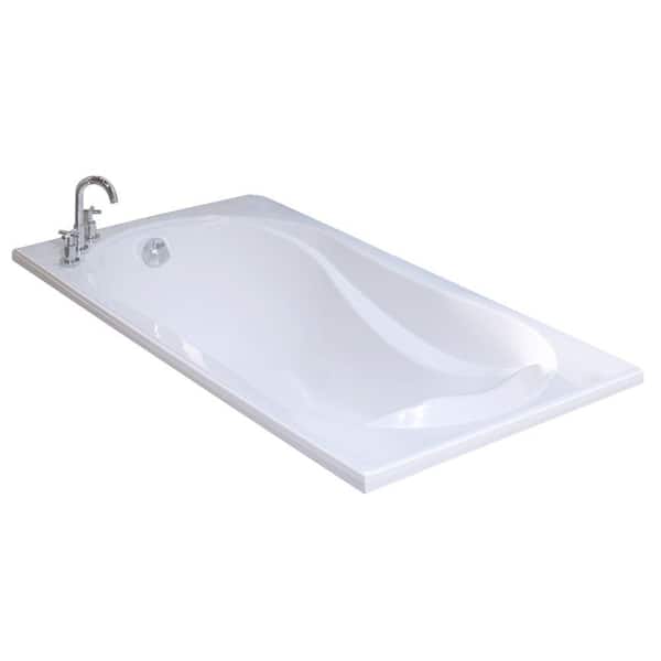 MAAX Velvet 66 in. x 36 in. Acrylic End Drain Rectangular Drop-in Soaking Bathtub in White