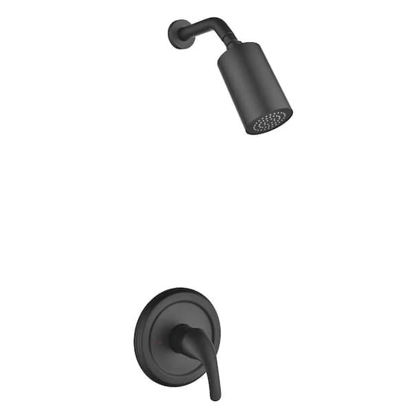 AIMADI Single Handle 1-Spray Wall Mount Shower Faucet 2.6 GPM with Pressure Balance Modern Brass Shower System in. Matte Black