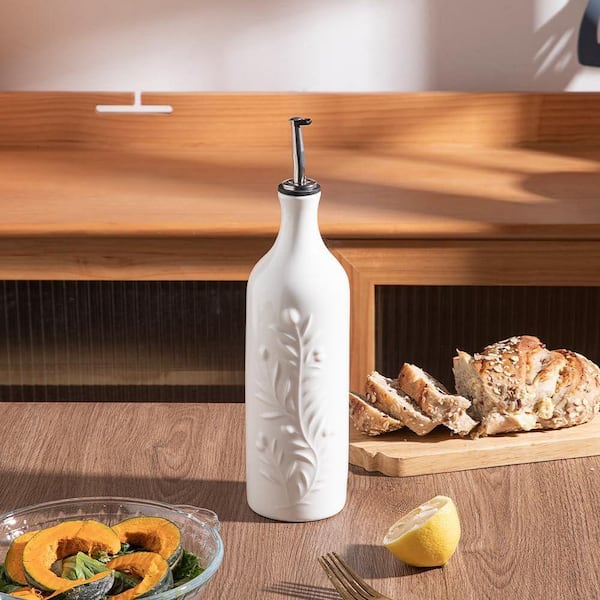 Lot 2 Bouteilles Distributeurs Huile 500 Ml – Verre Épais + Bec Anti-Goutte Or/Inox – 55 Étiquettes Incluses