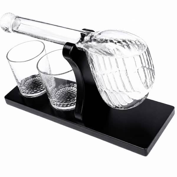Golf-Themed Whiskey Decanter Set with 4 Glasses, 820ml Lead-Free Borosilicate Liquor Dispenser for Home