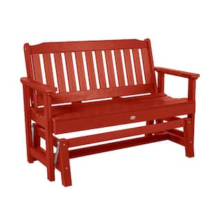 Lehigh 48 in. 2-Person Rustic Red Recyled Plastic Outdoor Glider