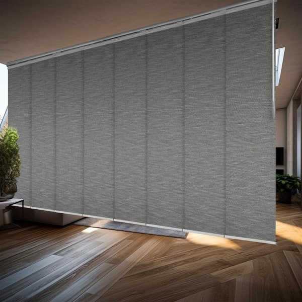 EMOH Heather 130 in. - 175 in. W x 116 in. L Adjustable 8-Panel Satin Nickel Double Rail Panel Track with 23.5 in. Slates