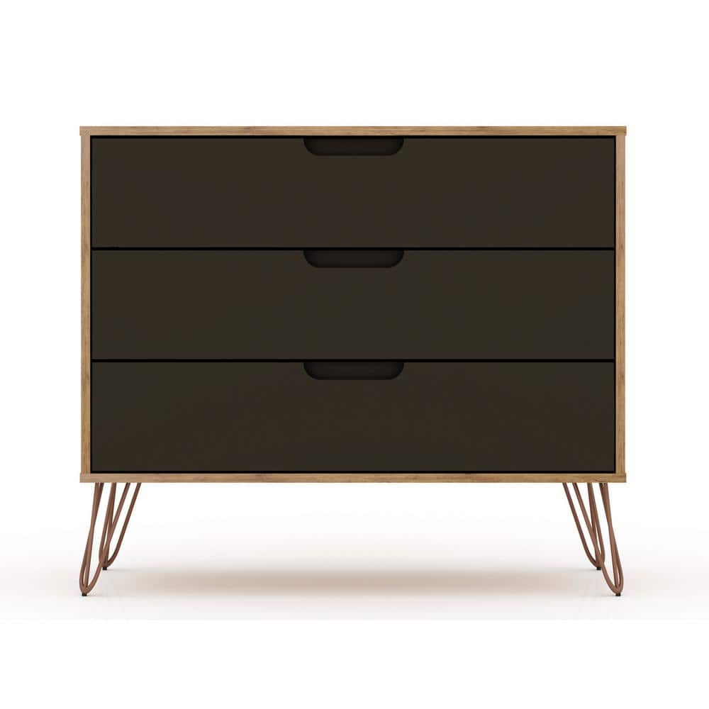 Mid-Century Textured Gray 3-Drawer Dresser Set
