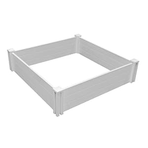Classic 4 ft. x 4 ft. x 11 in. White Vinyl Garden Bed with Gro-Grid (2-Pack)