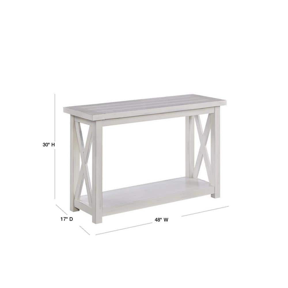 Seaside Lodge Off-White Wood Console Table with Storage