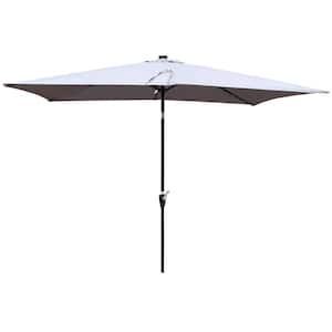 10 ft. x 6.5 ft. Aluminum Market Push button Patio Umbrella in LIGHT GREY