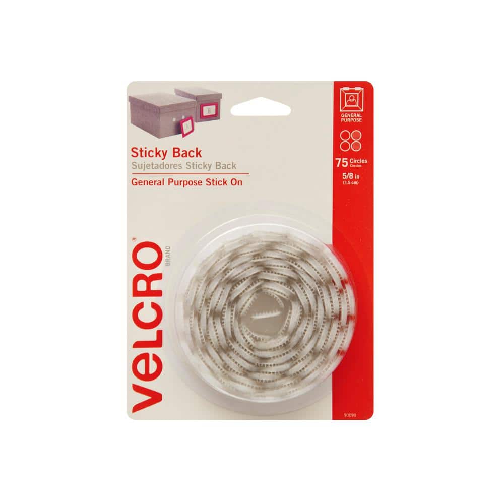 Velcro 5/8 Diameter Sticky-Back Hook & Loop Fasteners, Clear, 75/Pack
