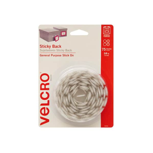 VELCRO 5/8 in. Sticky Back Coin, White (75-Count)