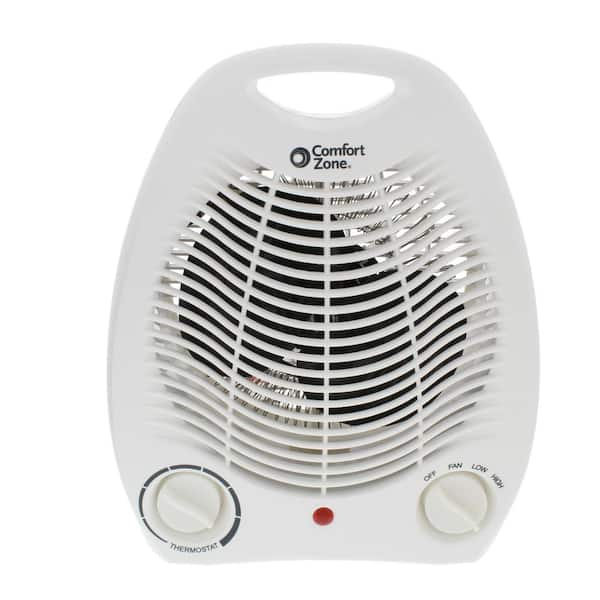 Comfort Zone 750/1,500-Watt Fan-Forced Electric Portable Heater with Thermostat in White
