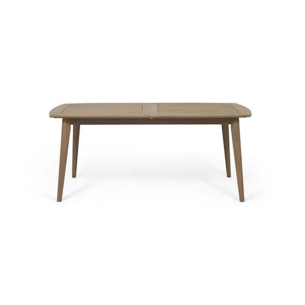 Miscool Anky Gray Rectangular Acacia Wood 30 in. H Expandable Outdoor Dining Table