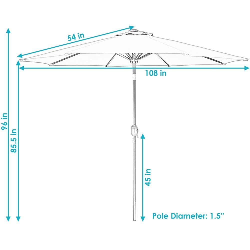 Beige 9-Foot Aluminum Patio Umbrella with Solar LED Lights