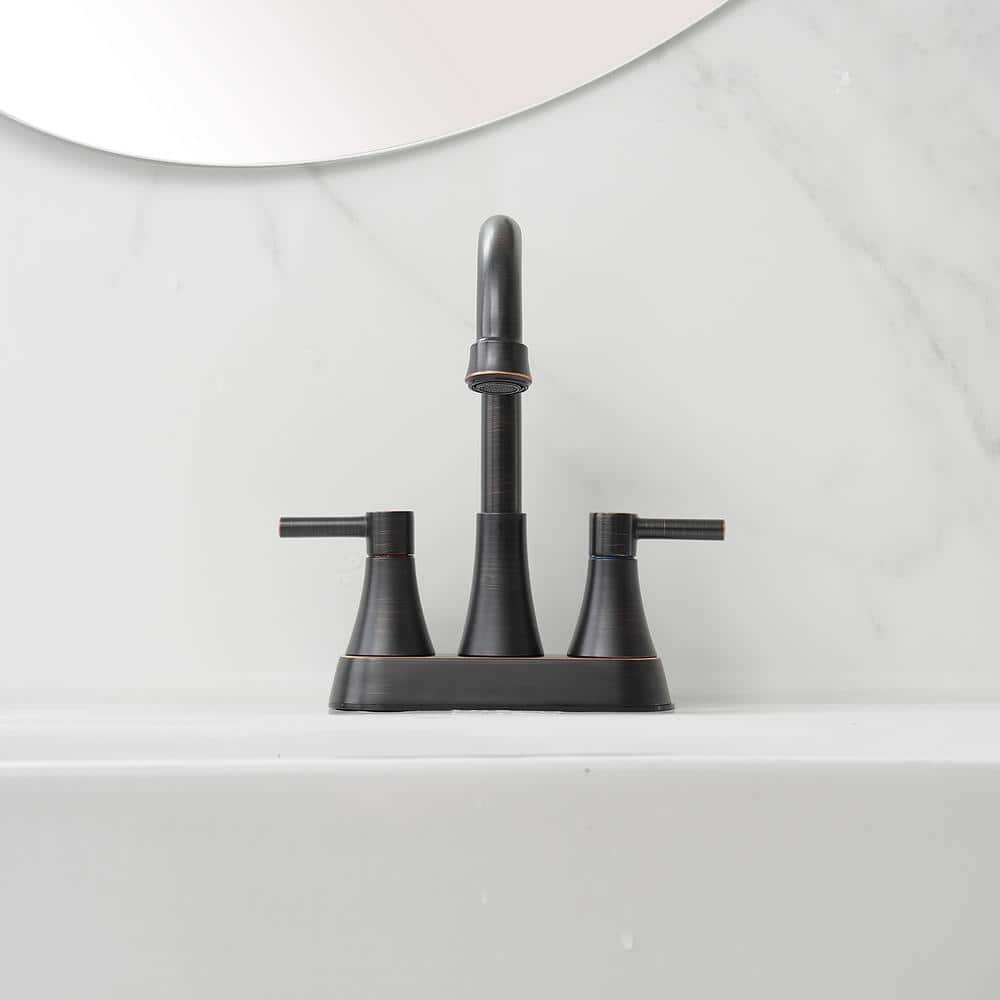 Oil Rubbed Bronze 4-Inch Centerset 2-Handle High-Arc Bathroom Faucet