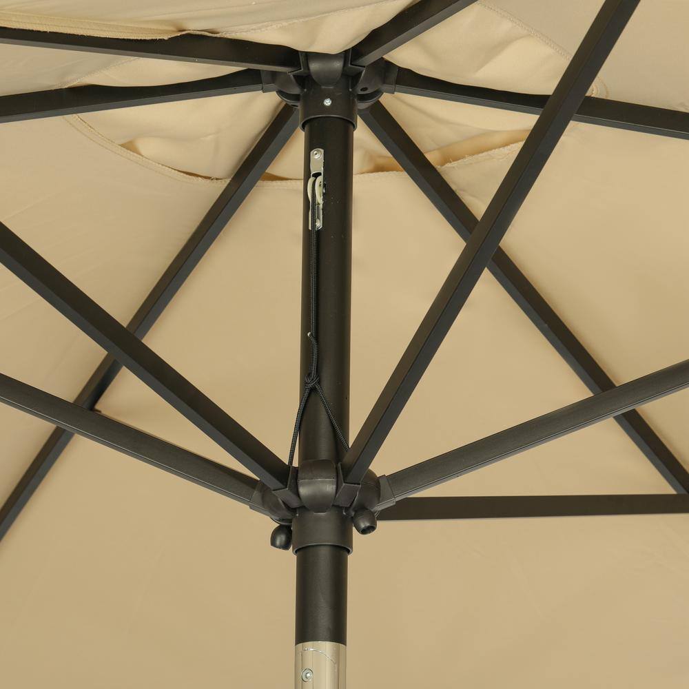 Bimini 6.5' x 10' Beige Polyester Market Umbrella with Steel Pole