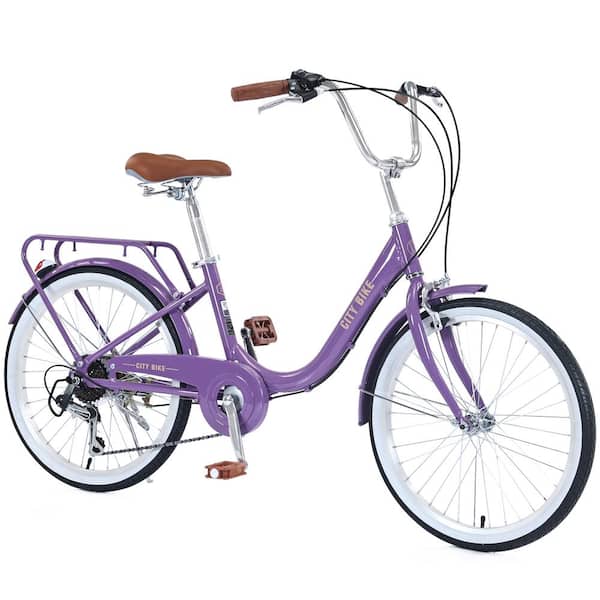 Unbranded 22 in. Girls' Bike 7 Speed with Aluminium Alloy Frame in Purple