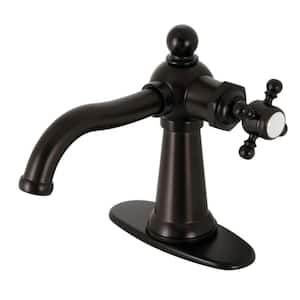 Nautical Single-Handle Single-Hole Bathroom Faucet with Push Pop-Up and Deck Plate in Oil Rubbed Bronze
